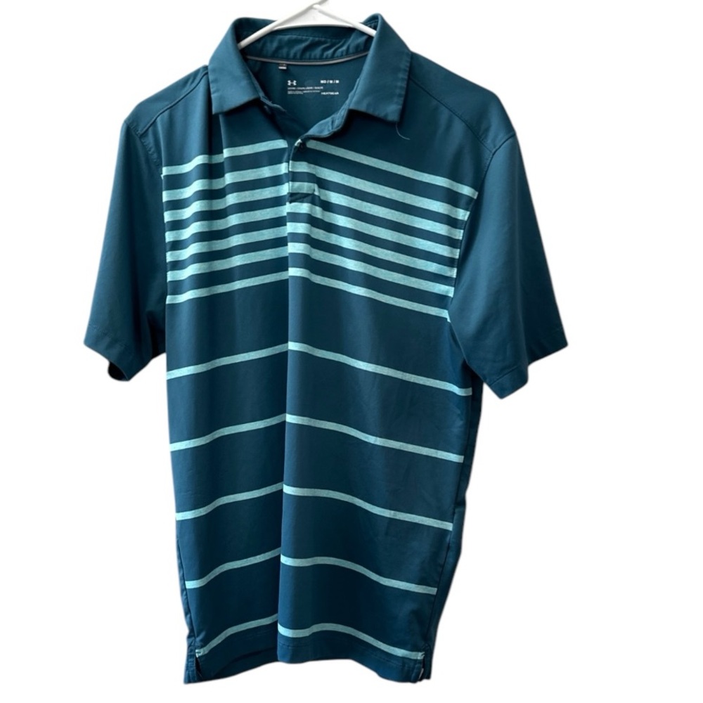 Men’s Under Armor Heat Gear Loose Fit Short Sleeve Polo Shirt, Size Medium.